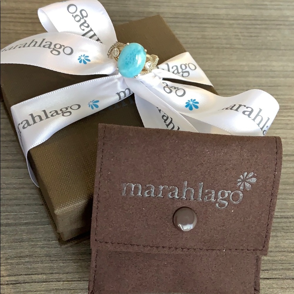 Vintage Marahlago Larimar ring sz 7